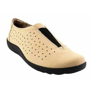 Clarks Medora Gemma perforated slip on shoes In Sand - Size 8